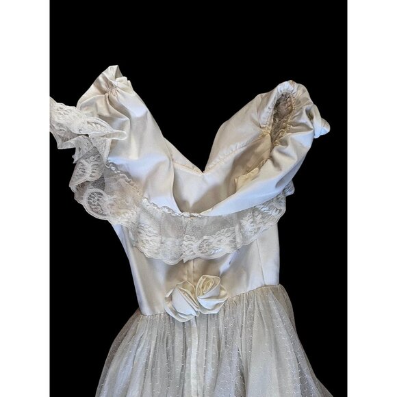 Lace Dress Boho Cottage Core Prairie renaissance fairy Bell sleeve S 1970s - Picture 7 of 12